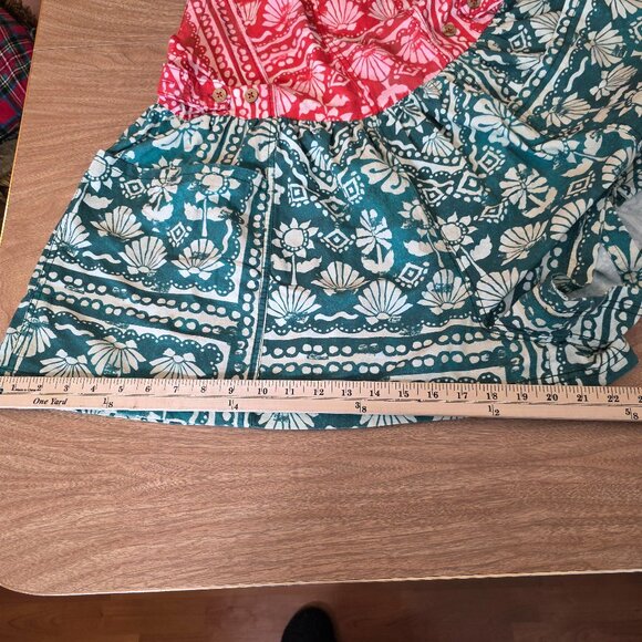 Free People Red Palm Bay Printed Shortalls Multicolor Floral Print Pockets Large - Picture 15 of 16